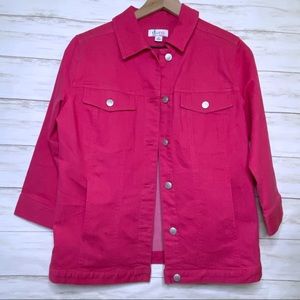 Denim & Co. Pink Jean Jacket 3/4 Length Sleeves